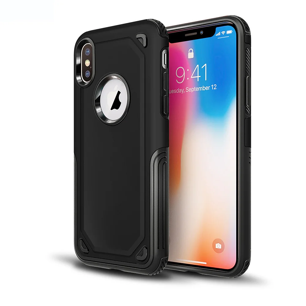 Dual Layer Carbon Fiber Matte Defender Armor Case Soft Rubber &amp Hard PC Shockproof Protective Cover For Apple iPhone X 7 8 Plus |