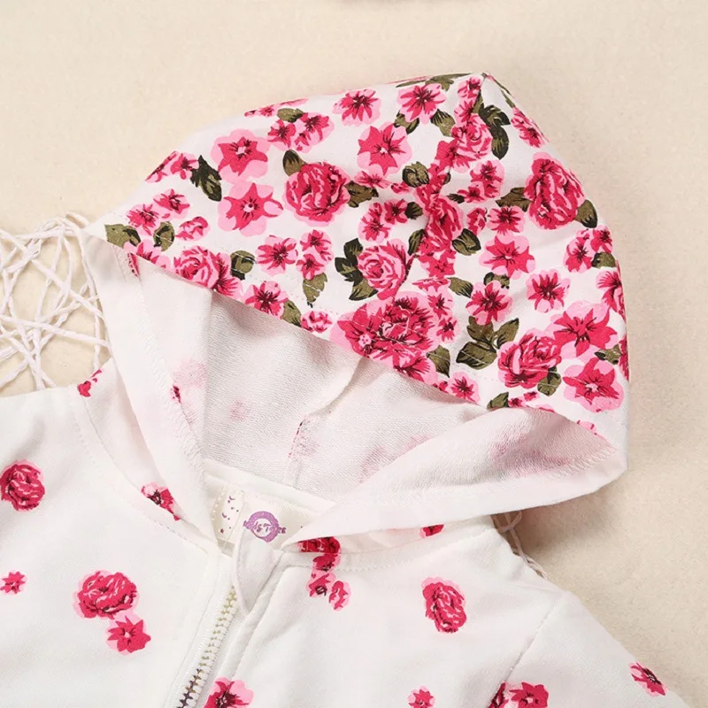 (3Pcs/lot) Infant Floral Outfits Sets Children Clothing Hooded Coat+T Shirt+Pants Kids Casual Suit Baby Girls Clothes Set | Детская
