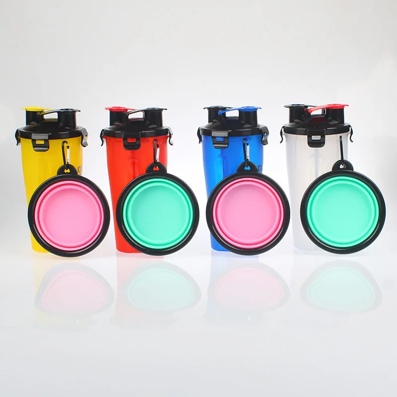 4 Colors Pet Travel Food Storage Cool Water Bottle 2 in 1 PP Dog Feeder Bowl Hiking Container 700ML | Дом и сад