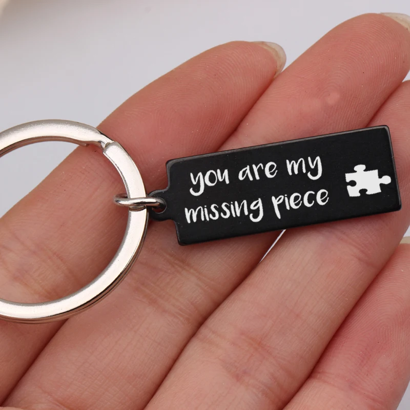 Модный черный брелок из нержавеющей стали с гравировкой You Are My Missing |