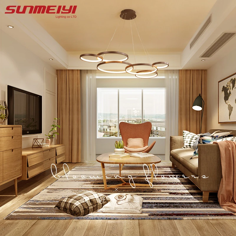 Скандинавские коричневые светодиодные подвесные светильники с регулируемой