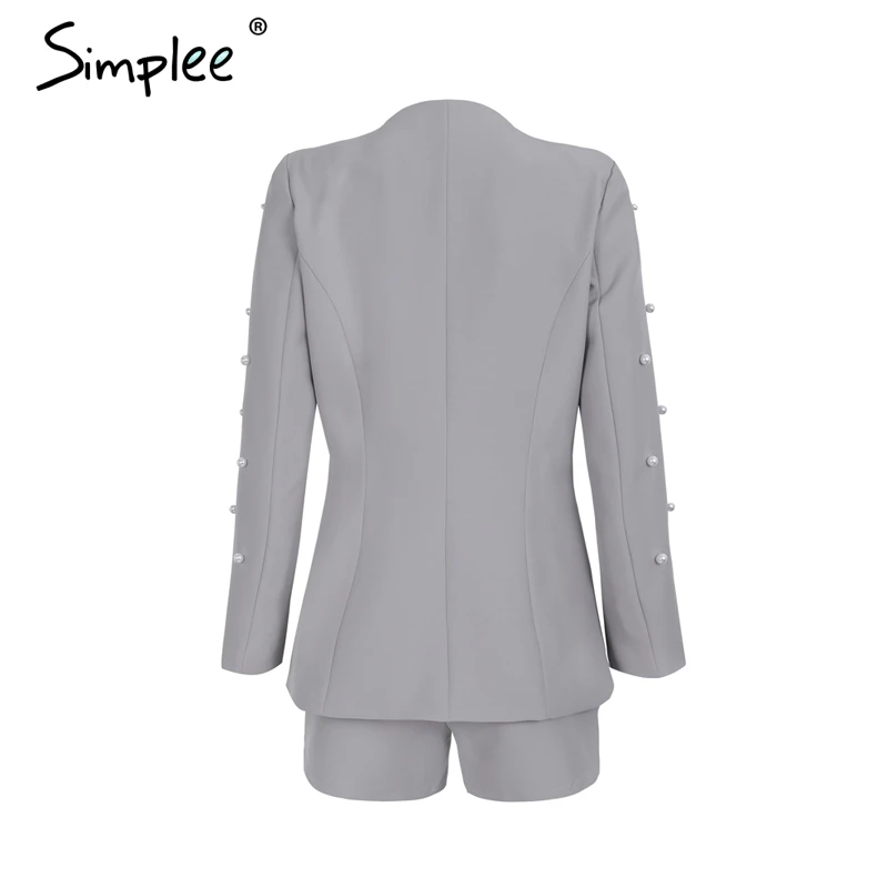Женский блейзер для офиса Simplee синий винтажный комбинезон с жемчугом роскошный