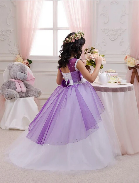 2016 Прекрасный Новый Босоножки Детские Платья Кристаллы Бальное платье Лук