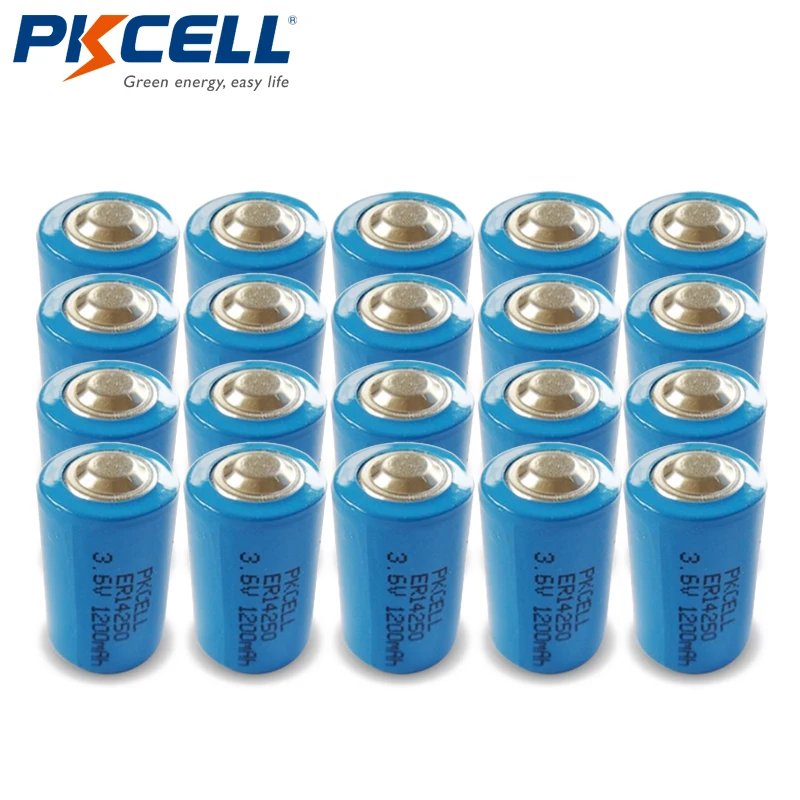 20 шт. PKCELL 1/2AA Батарея 3 6 V ER14250 14250 1200 мА/ч LiSOCl2 non перезаряжаемые батареи для