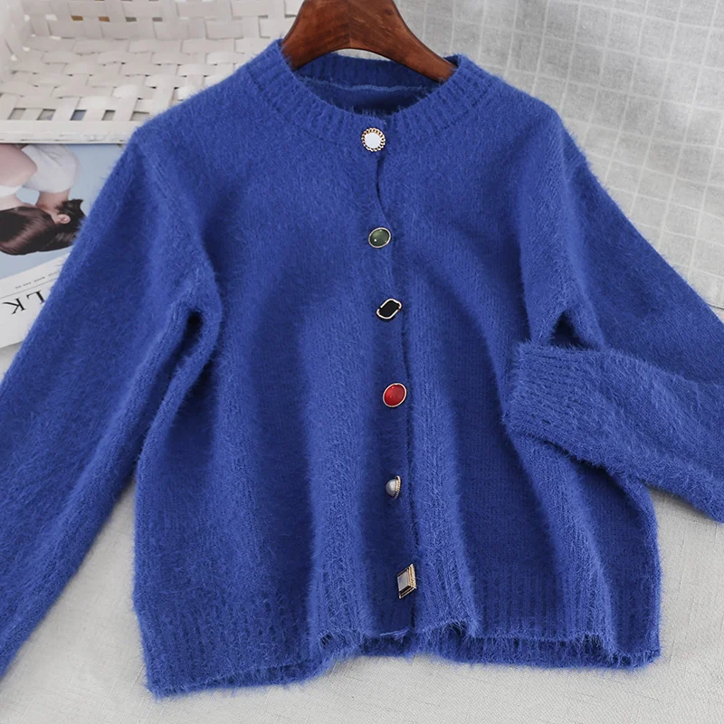 2019 new fashion women's sweater winter loose long-sleeved warm thick mohair knit 2691 |