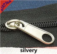 silvery Новая акция спортивные молнии тянет 25 шт./лот Металл цинковый сплав 3# не замок молнии ползунки для нейлон белый и черный - Цвет: silvery