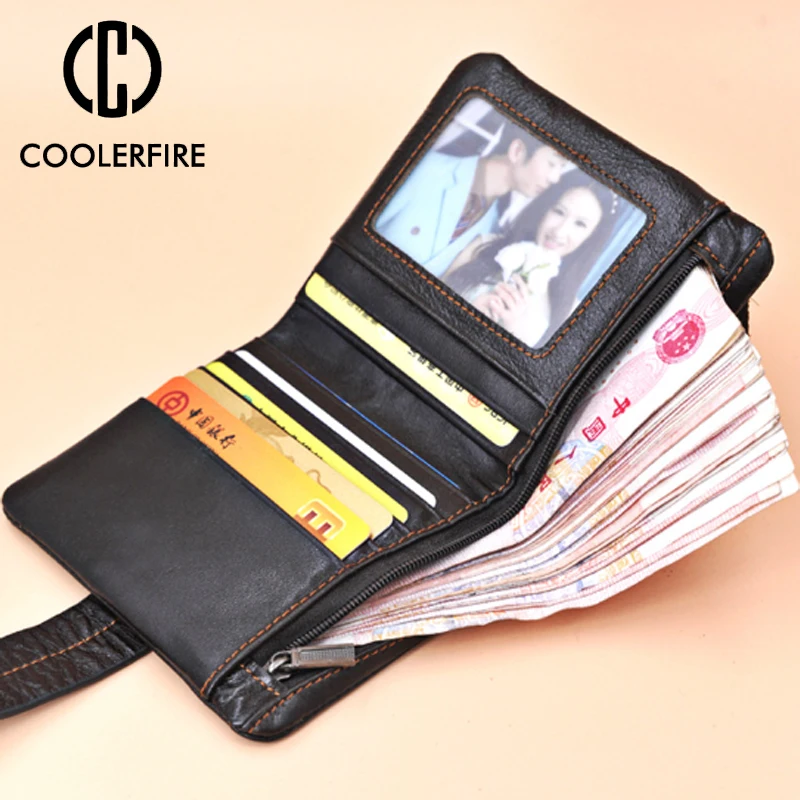 New Design Slim Purse Money Clip Fashion Men genuine leather Wallets with Coin Bag Zipper Small Purses PJ050 | Багаж и сумки