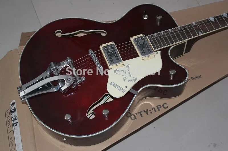 Бесплатная доставка Высокое качество трава Gretsch Сокол 6120 ДЖАЗ Полу Bigsby тремоло
