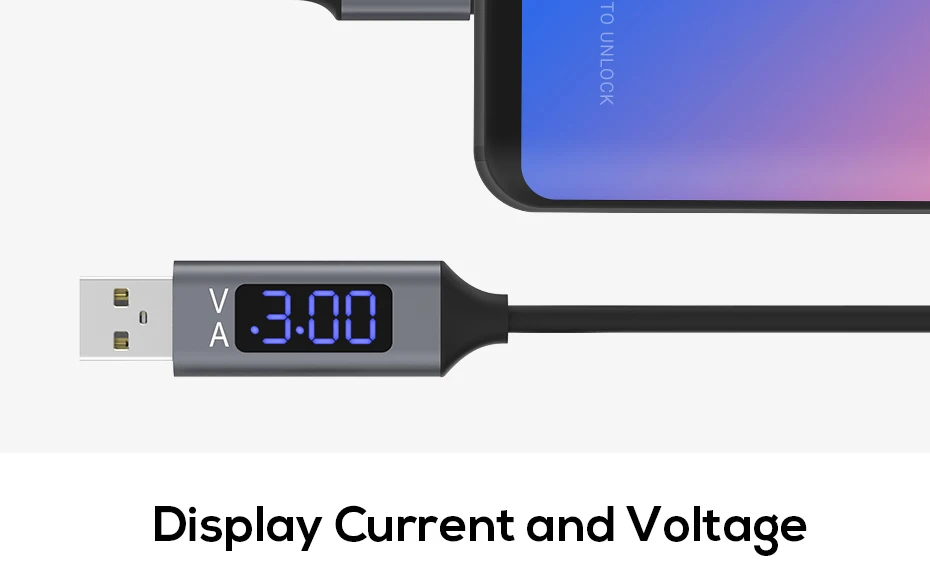 TOPK D-Line2 кабель usb type C, отображение напряжения и тока type-C кабель для быстрой зарядки и синхронизации данных USB-C для Xiaomi A1 samsung S9