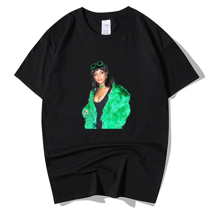 Футболка Rihanna для мужчин и женщин Уличная Повседневная летняя футболка в стиле