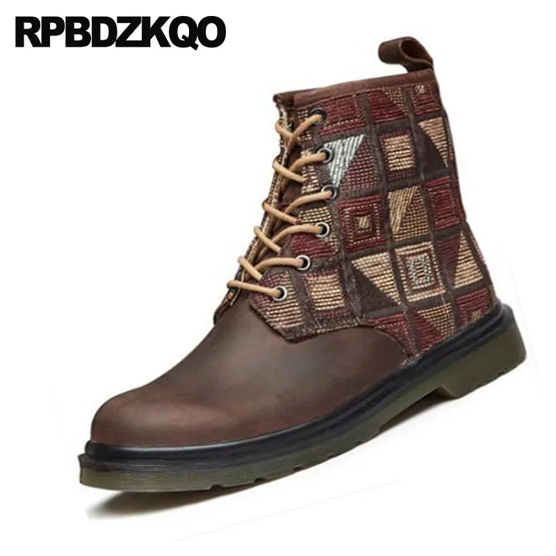 Мужские ботинки милитари в стиле Харадзюку с натуральным лицевым покрытием