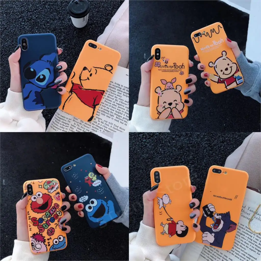 Мультфильм Улица Сезам Винни Пух Телефон чехол для iPhone 6 6s 7 8 Plus X Xs Max Xr Crayon Shinchan том