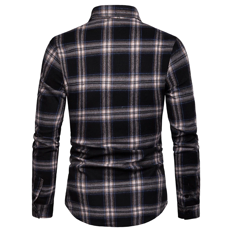 Free Shipping 2019 New Arrival Men's Business Spring and Autumn Plaid Casual Long Sleeve Mens Shirt | Мужская одежда