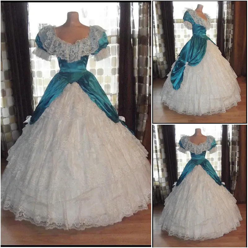 

1860S Victorian Corset Gothic/Civil War Southern Belle Ball Gown Dress Halloween dresses US 4-16 V-1192
