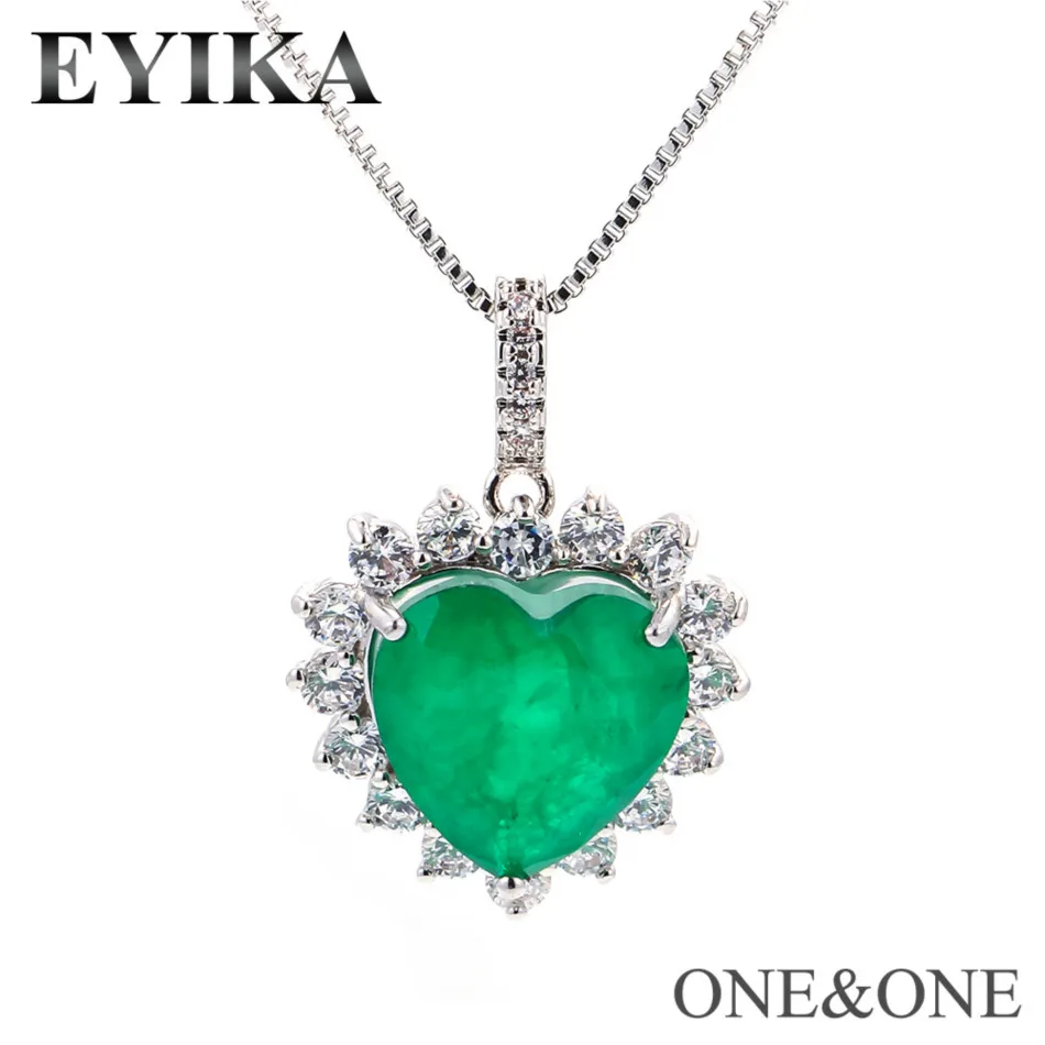 L1 rhodium plated EYIKA, Новое поступление, ожерелье с подвеской из кристаллов, сердце, 17x25 мм, большой кристалл, камень, prave, микро циркон, женское ожерелье, ювелирное изделие, цепочка - Окраска металла: L1 rhodium plated