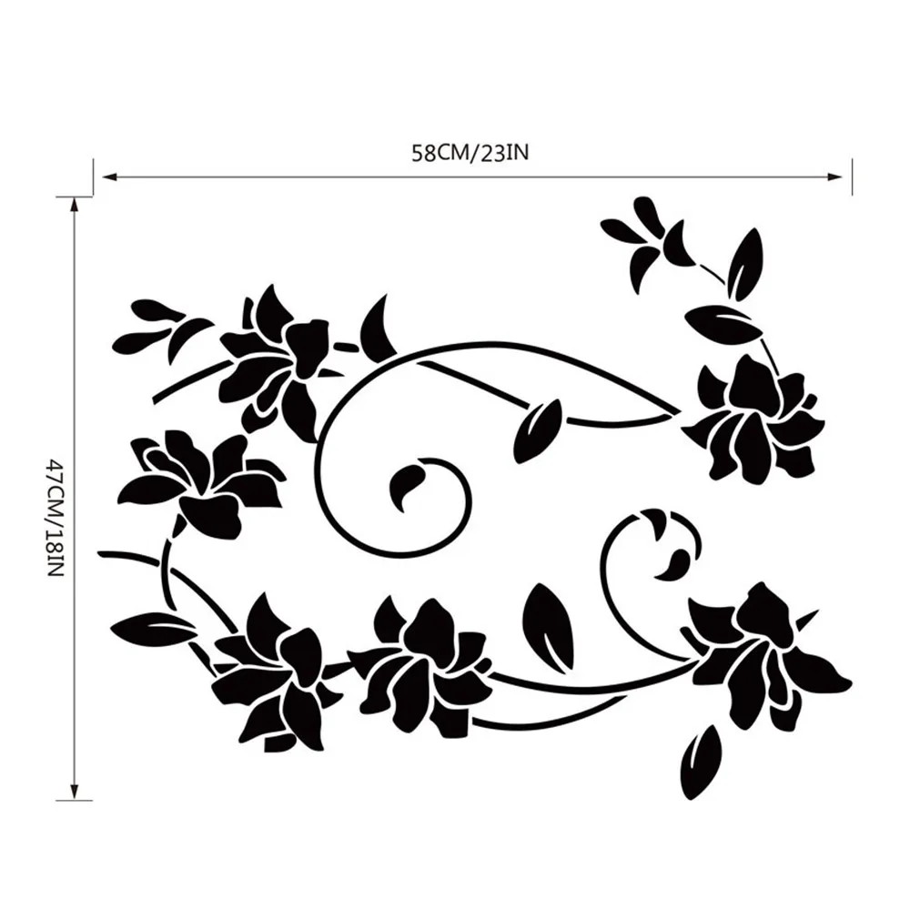 New DIY Wall Sticker Closet Beatiful Flower Vine Decals Black Mural Removable Vinyl Art Home Decor Creative Flowers Bedroom | Дом и сад