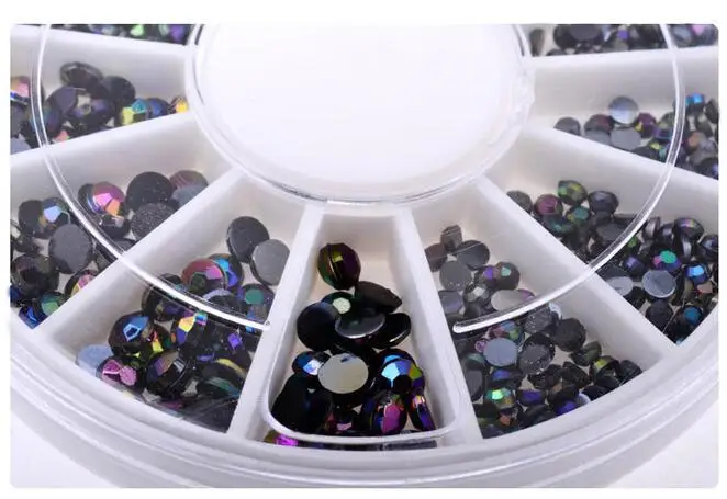 Новое поступление черные круглые украшения AB для ногтевого дизайна декоративные