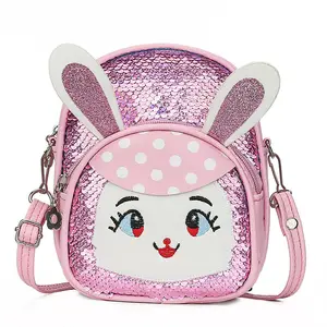 Милая детская школьная сумка с блестками, мультяшный кролик, рюкзак для девочек, модная блестящая мини-сумка на плечо