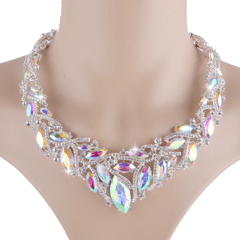 Модный Нежный Кристалл AB Цвет Ювелирные наборы для невесты Свадебная вечеринка