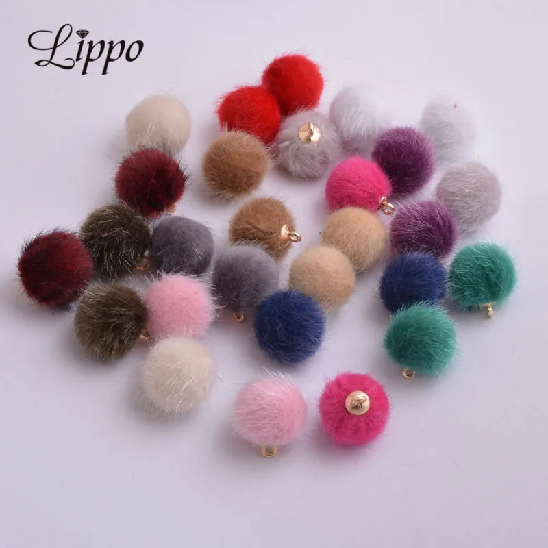 

30pcs 16mm Multiple Color imitation Fur Ball Earring charms Ball Handmade Diy Materia Handmade Hair Ball Jewelry Finding
