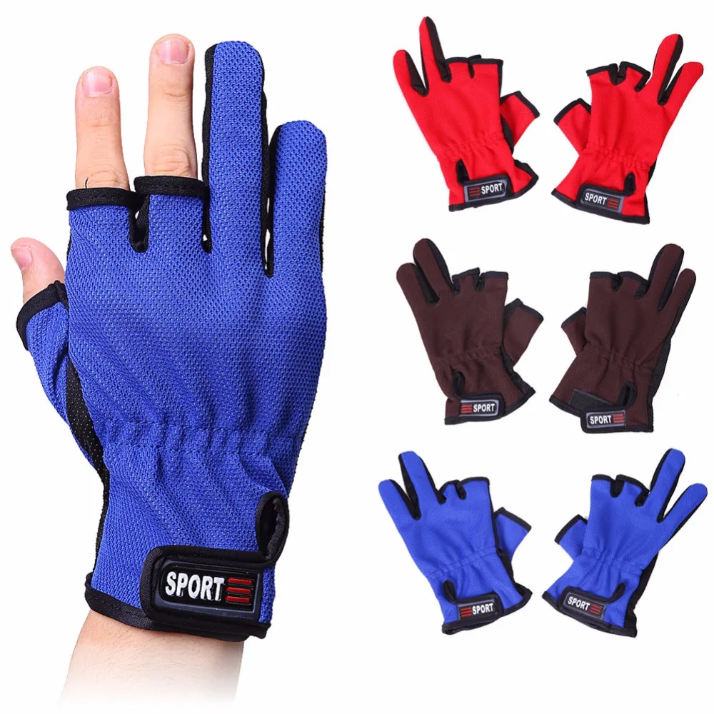 Анти скольжения половина палец Перчатки для рыбалки Водонепроницаемый 3 пальцев