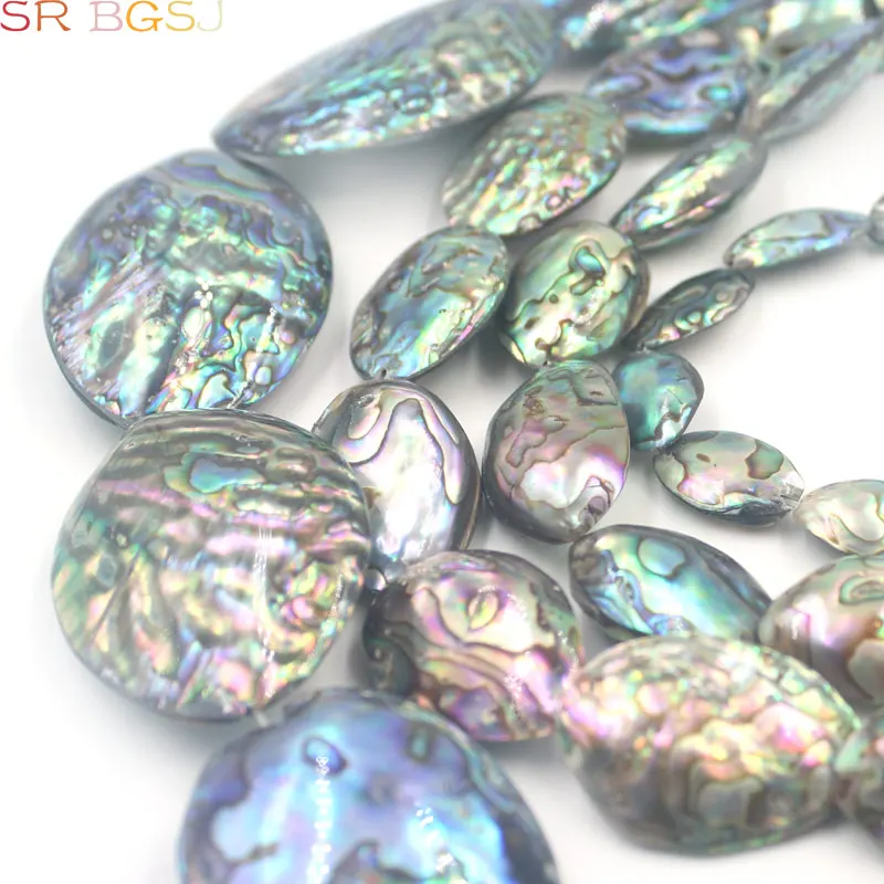 Free Shipping 14x20mm 22x30mm 25x32mm 40x56mm Large Freeform Natural Baroque Abalone Shell Gem Beads Strand 15&quot|strand mat|stranded gamebead loom