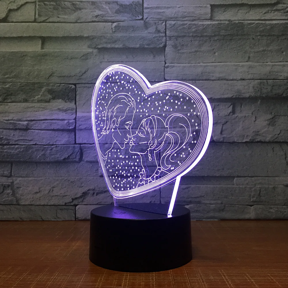 Новые Красочные Пары с 3D подсветкой в форме сердца оригинальные романтические