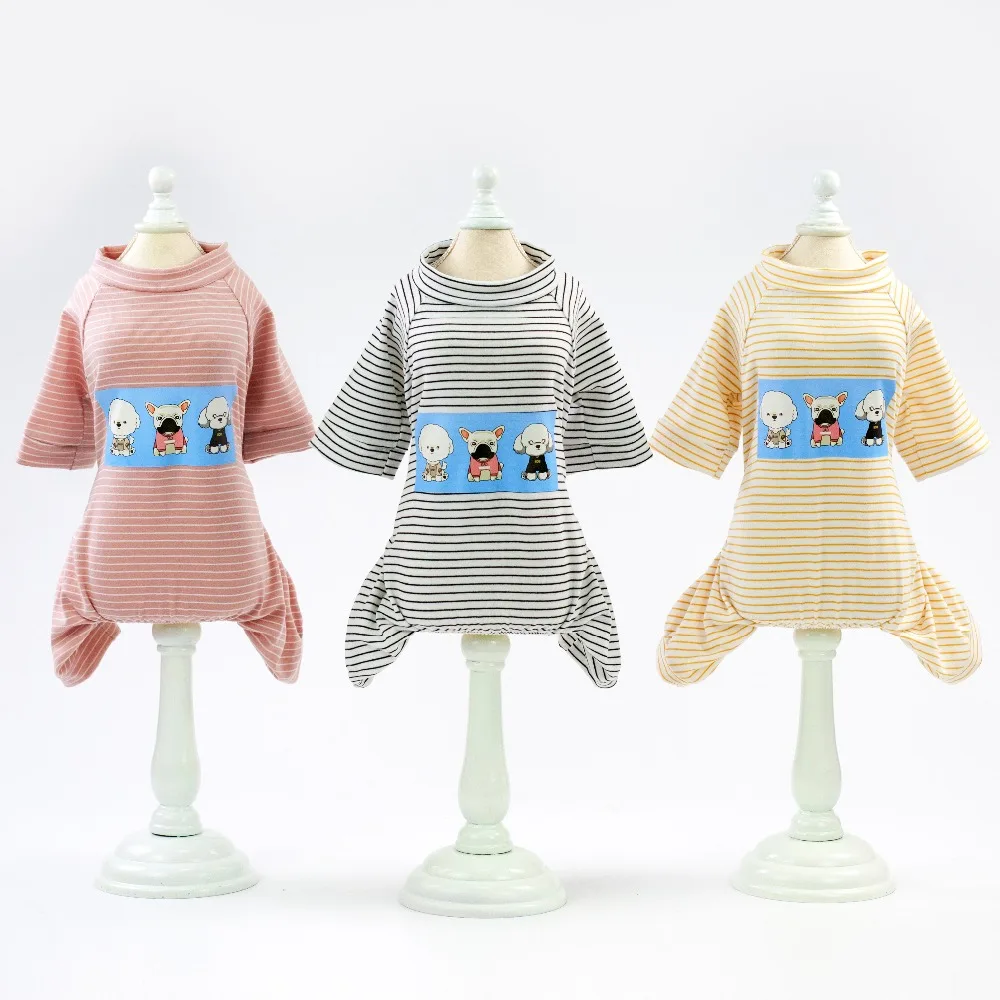 Мягкие хлопковые пижамы для собак в полоску комбинезон маленьких щенков котов