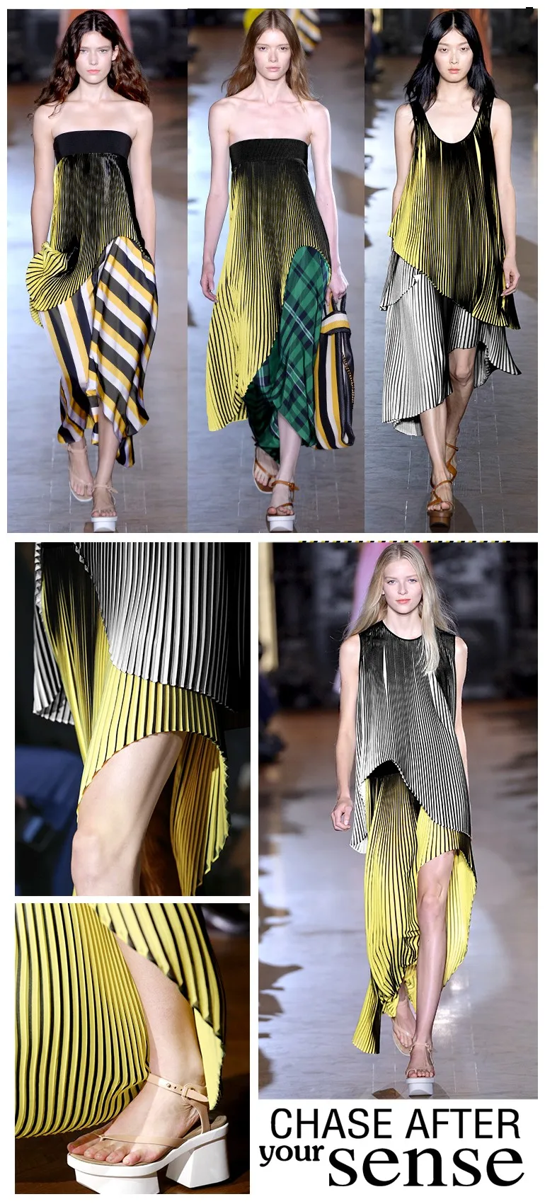 Низ с Плиссированное Платье из шифоновой ткани драпировка складок для подиума