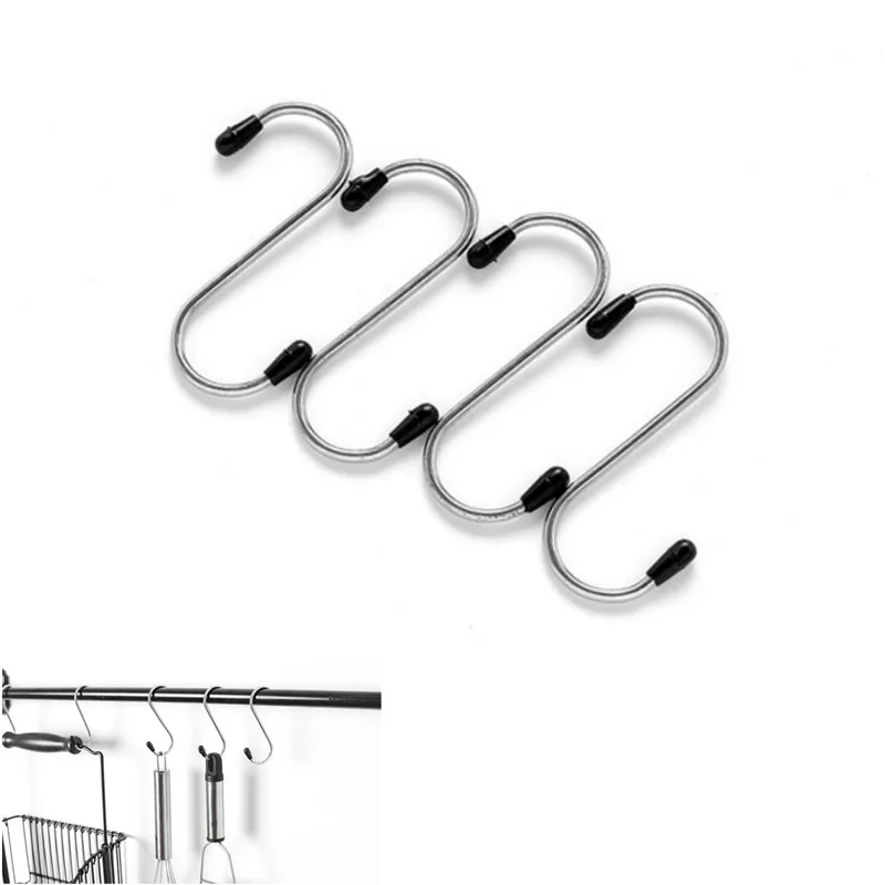 

4Pcs/lot Shaped Hooks Stainless Steel Metal Hangers Hanging Hooks for Kitchen Work Shop Bathroom Wardrobe Multi-Purpose Hooks