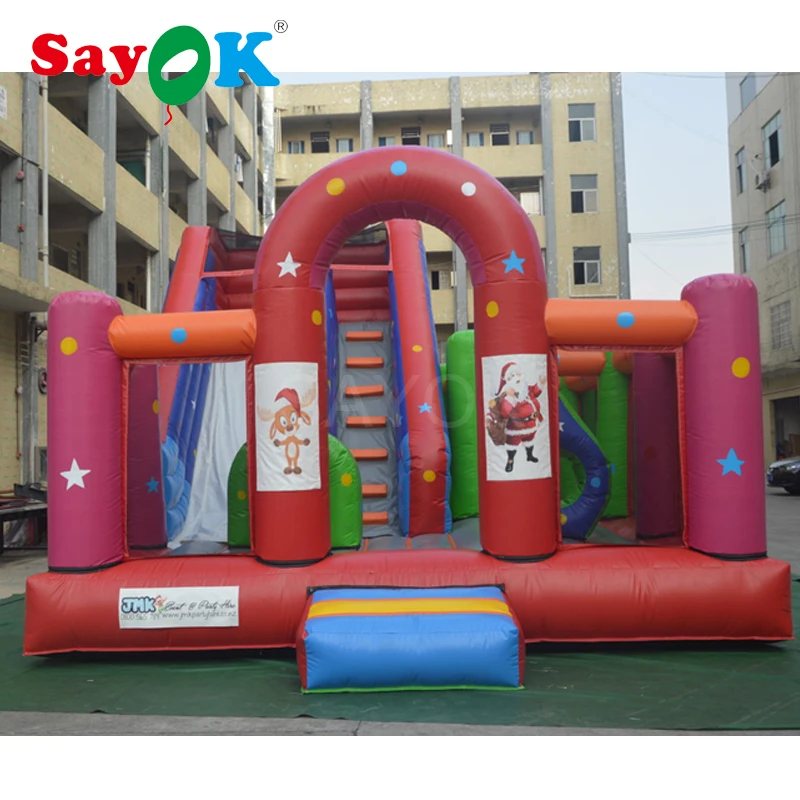 

Commercial Dual Inflatable Slide N Slip with Obstacle Course, Inflatable Bouncer Slide Jumper Outdoor Playground Games for Event