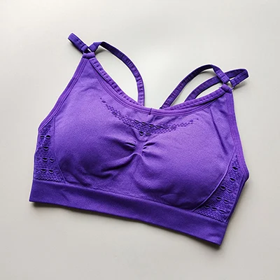 purple Энергетический бесшовный спортивный женский бюстгальтер с регулируемыми бретельками, спортивный бюстгальтер для фитнеса, топ со съемными подушечками, бюстгальтер для йоги, женская спортивная одежда - Цвет: purple