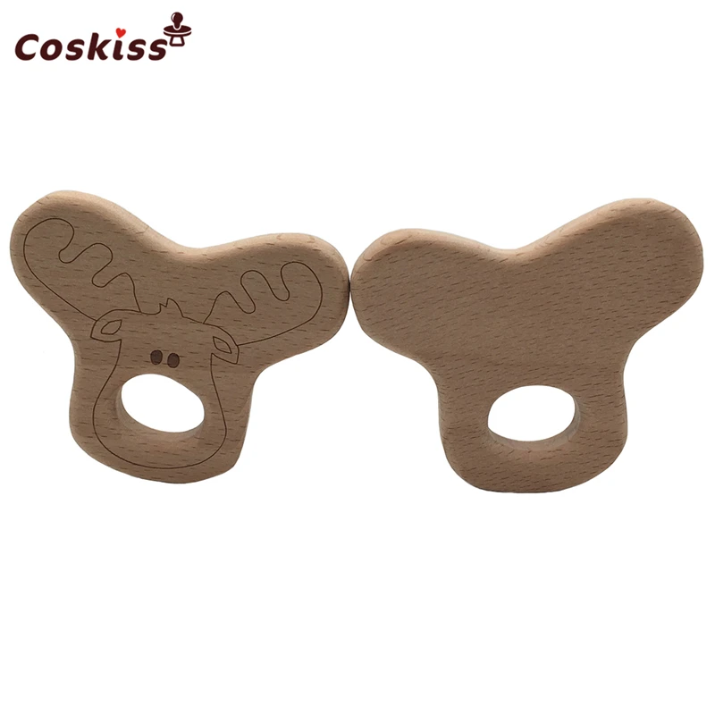 

10pcs Baby Teether Cattle Pendant Baby DIY Jewelry Pendants Necklace Bracelets Accessories BPA Free Pacifier Wooden Teether