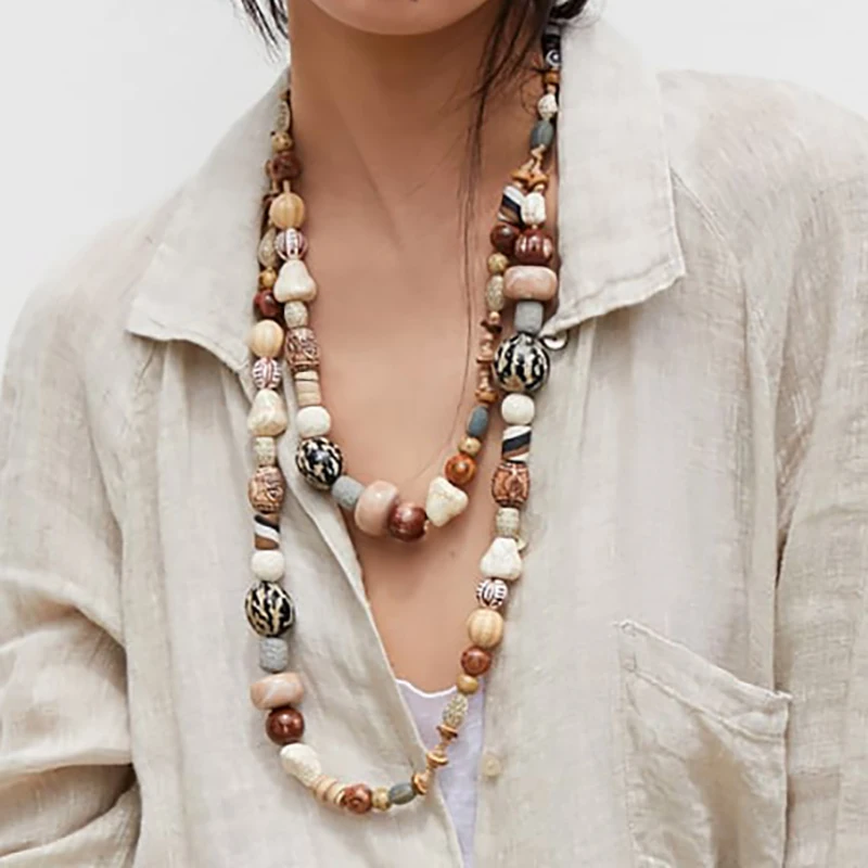 Женское богемное ожерелье ручной работы многослойное массивное свадебное