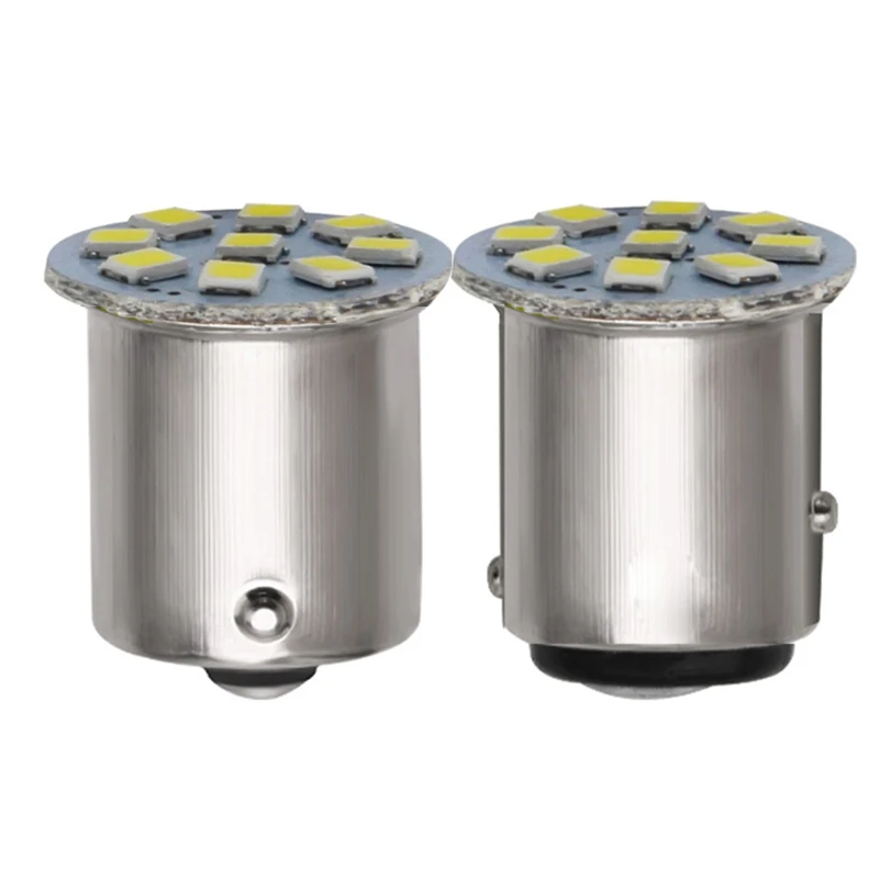 

10pcs S25 1156 BA15S 1157 12V/24V Car Truck Motorcycle Turn SignalBrake Lights Bulb Reversing Lamp Bulbs 2835 9SMD White