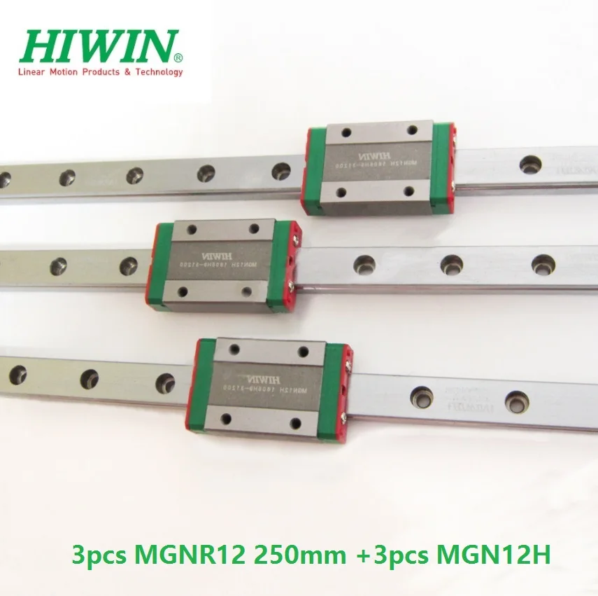 3 шт тайваньские оригинальные Hiwin рельсы mgn12-l 250 мм+ 3 шт MGN12H направляющие блоки для ЧПУ