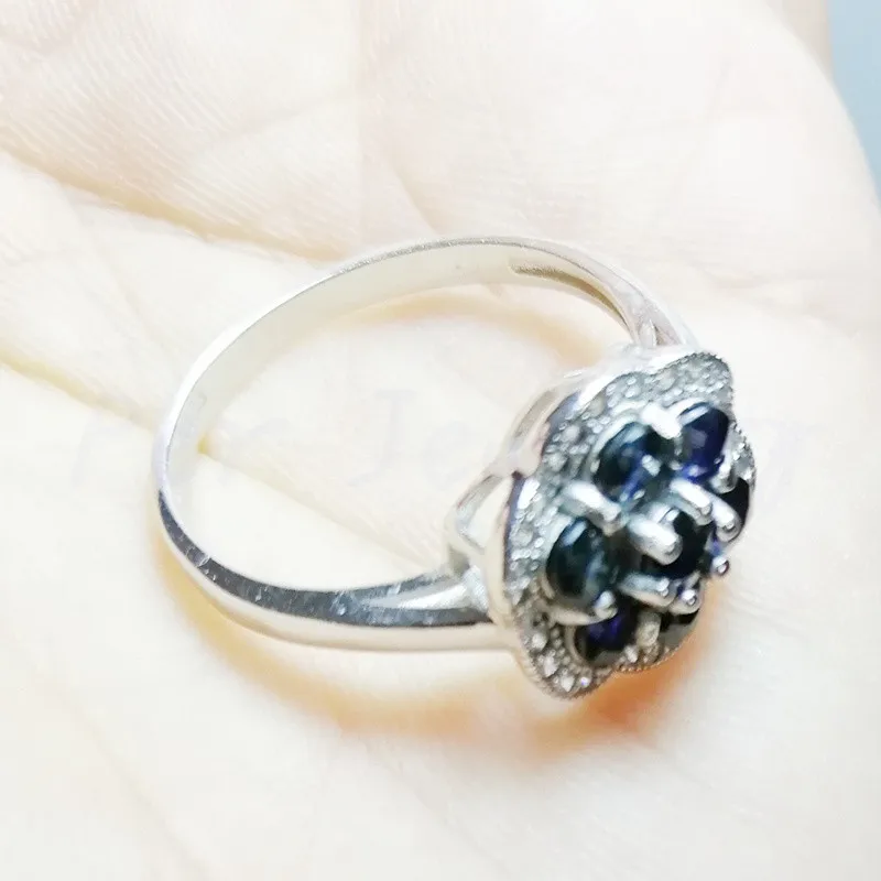 Кольцо с натуральным сапфировым цветком 0.2ct * 7 шт драгоценный камень Бесплатная