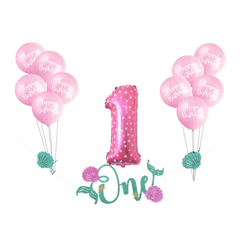 12 шт детские фиолетовые розовые латексные шары С Днем Рождения один плакат с