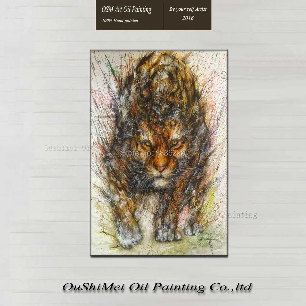 Ручная роспись современный абстрактный тигр холст настенная живопись животное