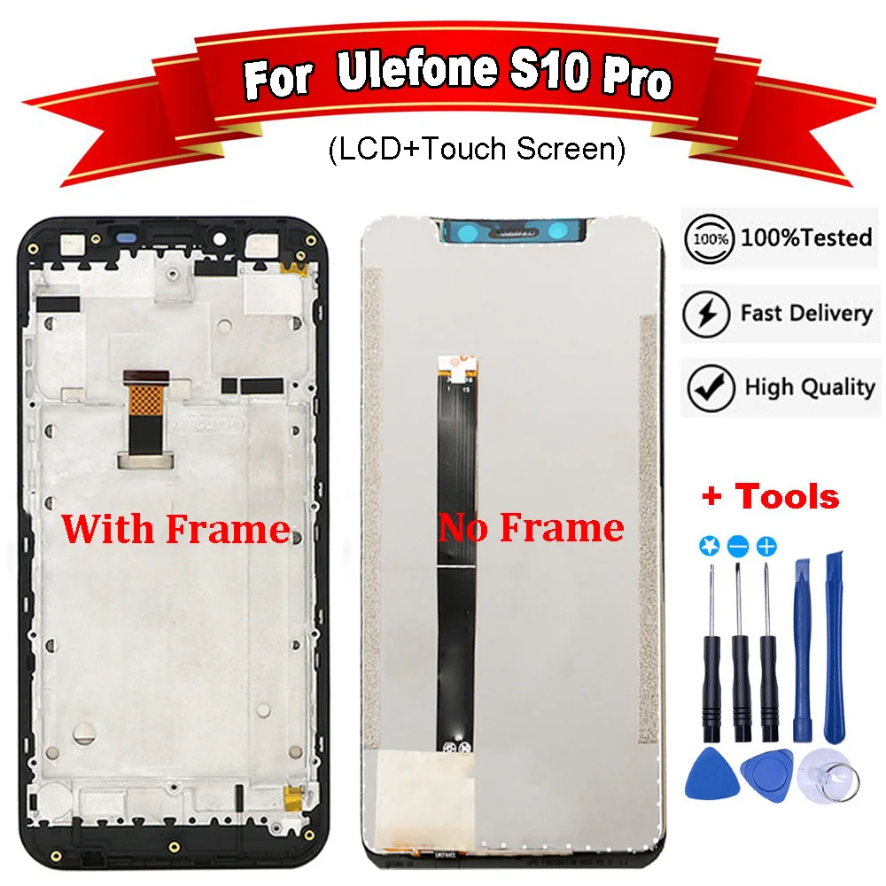 ЖК дисплей для ULEFONE S10 PRO + дигитайзер сенсорного экрана сборка рамы 100%