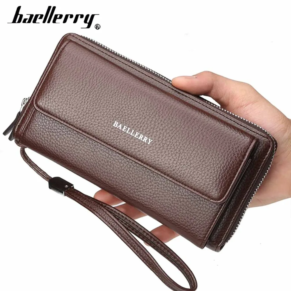 Мужские кошельки baellerry, длинные, высокое качество, большая вместительность, деловой кошелек из искусственной кожи, Карманный держатель для карт, мужской кошелек