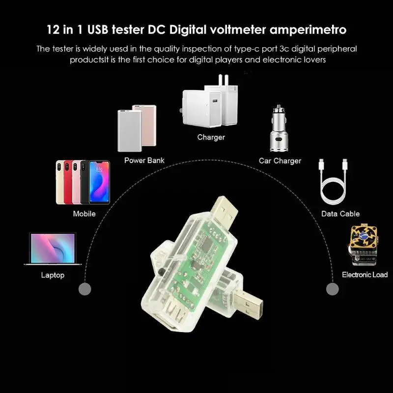 12 в 1 USB Тестер DC Цифровой вольтметр Amperimetro напряжение измеритель тока Амперметр детектор power Bank индикатор зарядного устройства