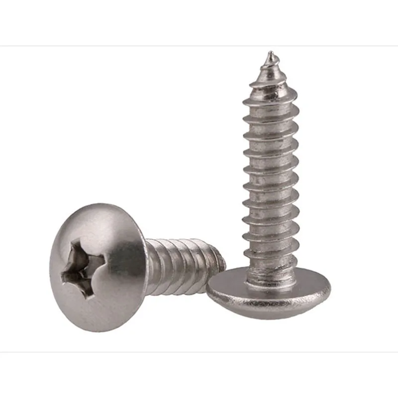 

M5 304 Stainless Steel lLarge Flat Head Self Tapping Screw Wood Screw Cross Groove Mushroom Head Screw 10 Pcs