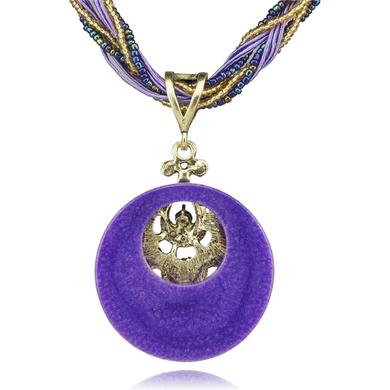 Колье Gallant с круглым драгоценным камнем VTG бронзовое цветочное богемное