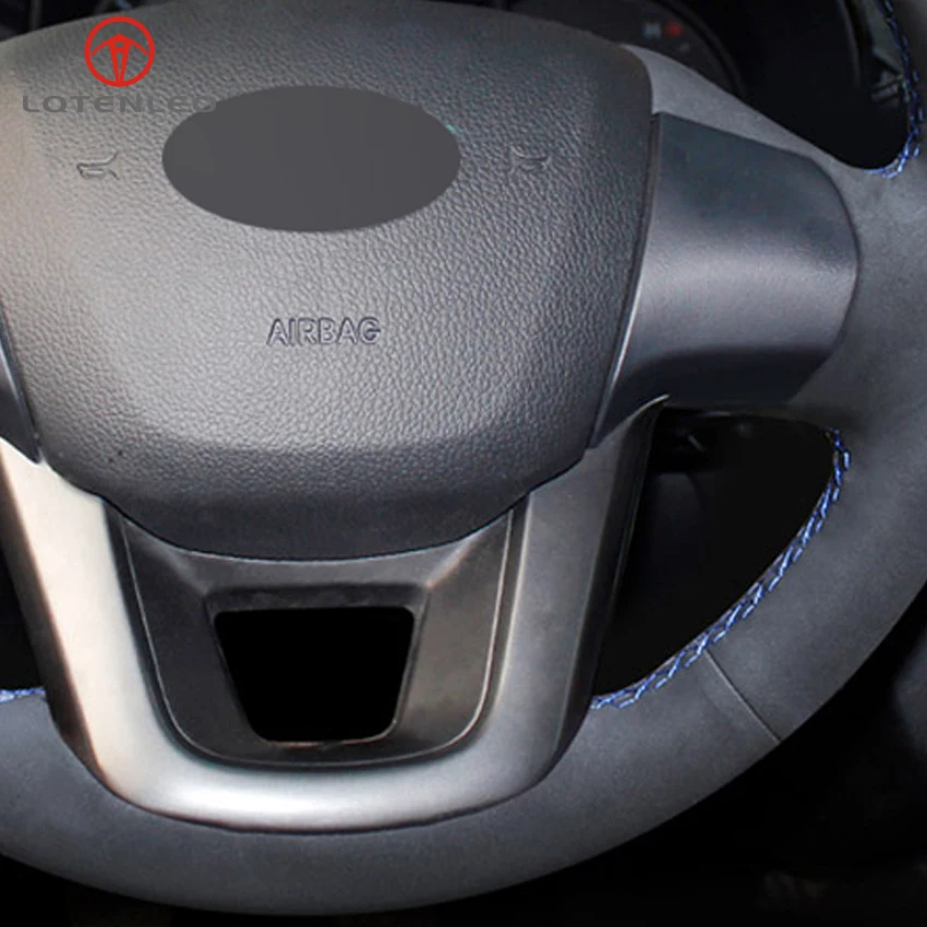 LQTENLEO черная замша DIY Ручная сшитая крышка рулевого колеса автомобиля для Kia K2 2010- Kia Rio 2011