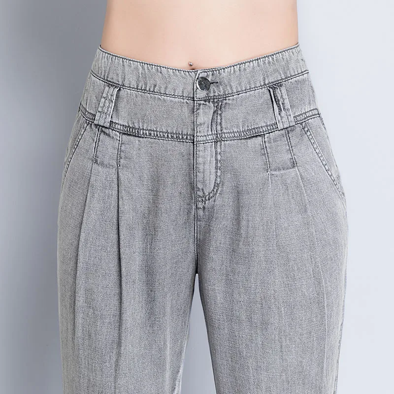Womens Denim Jeans Grey Haroun Fashion Harem Female Summer Cropped Pants Ankle Length Plus Size Drop Shipping | Женская одежда