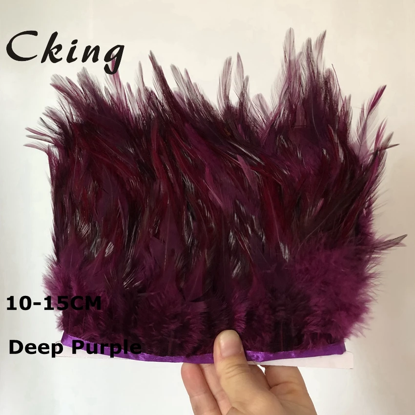 

Cking 10M deep purple 10-15 CM Chicken Cock Feathers Trims Cloth Sideband Rooster Tail Feather Trims Clothing Wedding Decoration