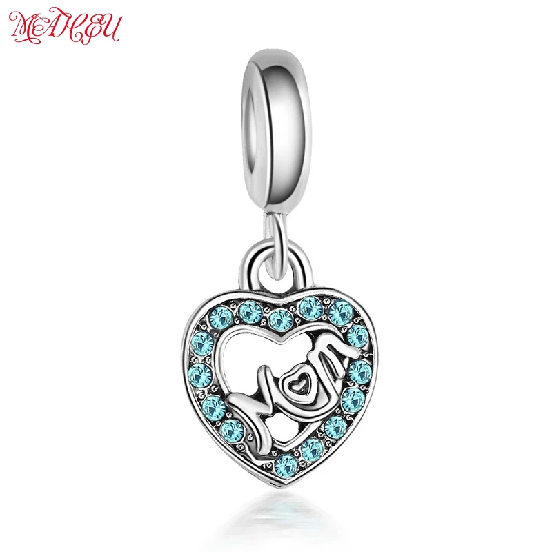 Подвески MaHeu полые двойные сердечки хрустальные подвески бусины Love Mom подходят