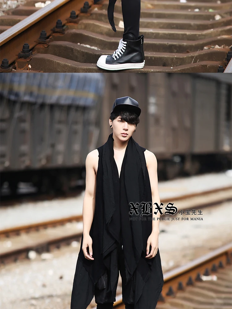 2016 New men 's clothing personalized novelty male avant-garde sweater sleeveless waistcoat singer costumes | Мужская одежда