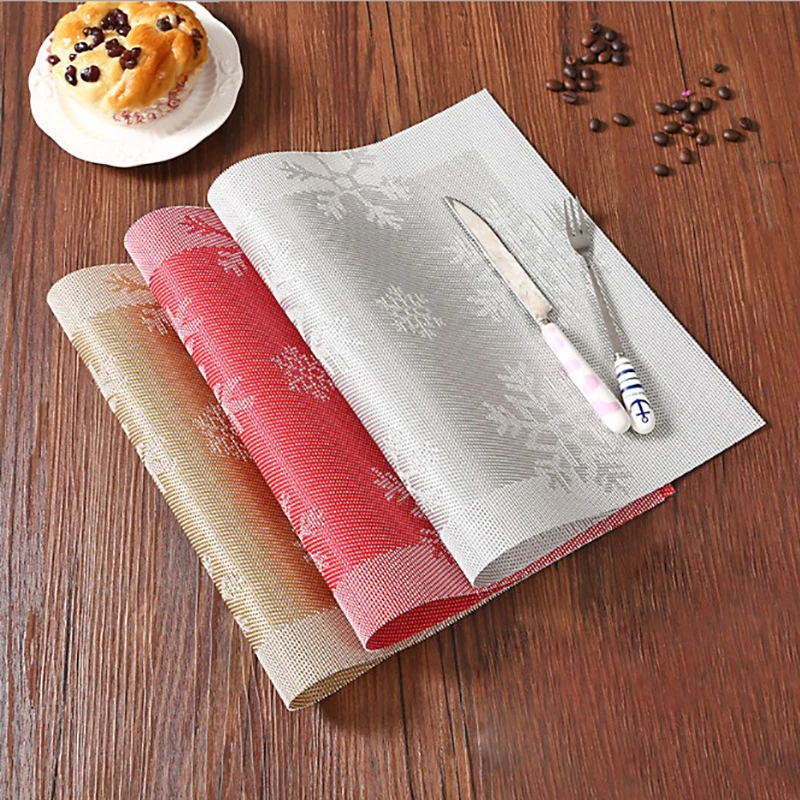 ONEUP 4 шт./лот коврики из ПВХ с узором в виде снежинок для стола Нескользящие